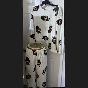 Women's Ivory Pajama Set with Fun Character Print